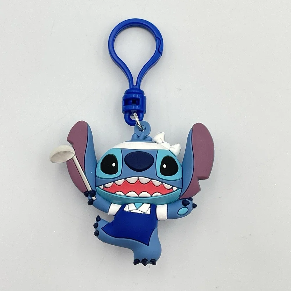 Lilo‎ & Stitch Chef Stitch Figural Keychain Series 2 Rubber Bag Clip Like New